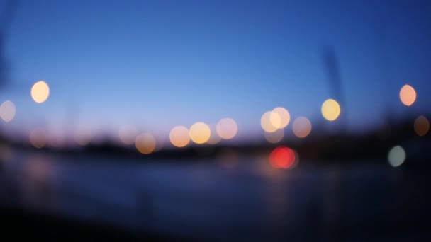 Uitzicht over de stad bij nacht, fisheye lens. — Stockvideo
