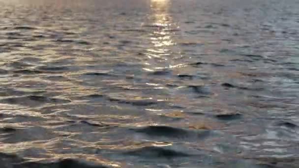 Welle von Wasser mit einer schönen Farbe bei Sonnenuntergang, Wind machen eine Welle auf der Wasseroberfläche — Stockvideo