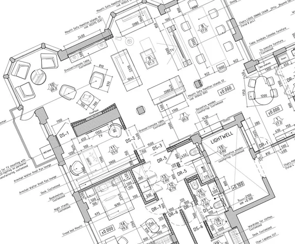 Plan Und Grundriss Der Wohnung Größe Autocad — Stockfoto