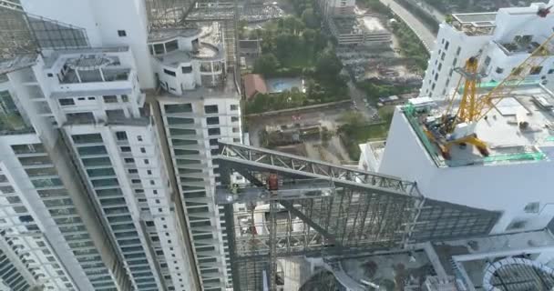 Aerial shot of the new high-rise residential buildings under construction in Kuala Lumpur. 4K — Stock Video