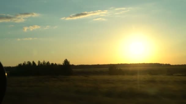 Pôr Sol Como Visto Uma Janela Lateral Carro Pontos Vista — Vídeo de Stock