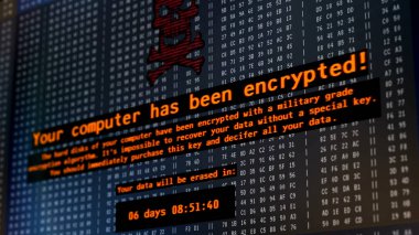 Petya siber saldırı, uyarı iletisi bilgisayar ekranında, dat şifreleme kesmek