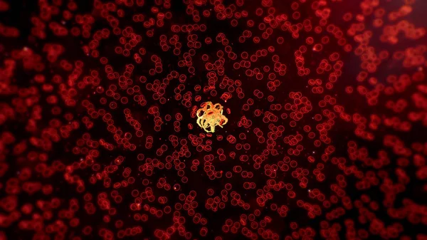 İnsan kanı, kırmızı kan hücreleri mikroskop altında laboratuvar tes büyütülmüş virüs