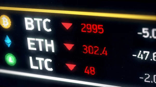 Bitcoin, eter, Litecoin cryptocurrency düşen, dijital para compariso fiyatları