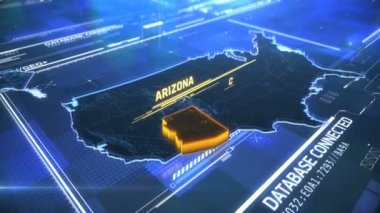 Arizona Abd devlet sınırı 3d modern harita bir isim, bölge anahat