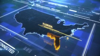 Florida ABD devlet sınırı 3d modern harita bir isim, bölge anahat ile