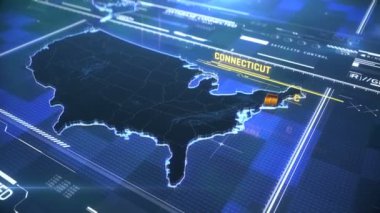 Connecticut Abd devlet sınırı 3d modern harita bir isim, bölge anahat