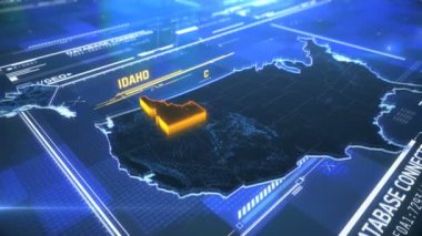 Idaho Abd devlet sınırı 3d modern harita bir isim, bölge anahat