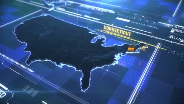 Connecticut Abd devlet sınırı 3d modern harita bir isim, bölge anahat — Stok video