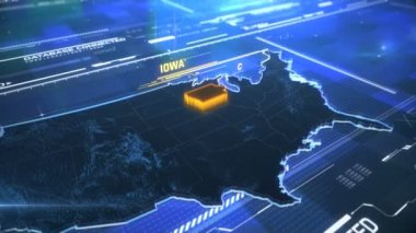 Bir isim, bölge anahat ile Iowa Abd devlet sınırı 3d modern harita