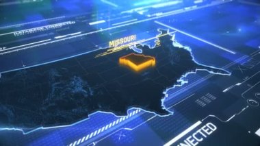 Missouri Abd devlet sınırı 3d modern harita bir isim, bölge anahat ile