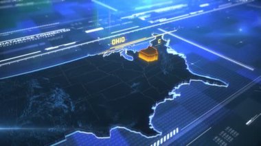 Ohio ABD devlet sınırı 3d modern harita bir isim, bölge anahat