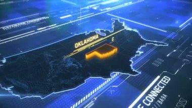 Oklahoma Abd devlet sınırı 3d modern harita bir isim, bölge anahat
