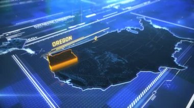 Oregon Abd devlet sınırı 3d modern harita bir isim, bölge anahat ile