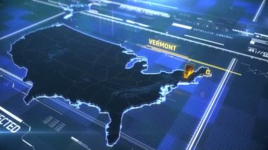 Vermont Abd devlet sınırı 3d modern harita bir isim, bölge anahat ile