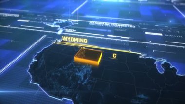 Wyoming ABD eyalet sınırı 3d modern haritası bir isim, bölge özeti