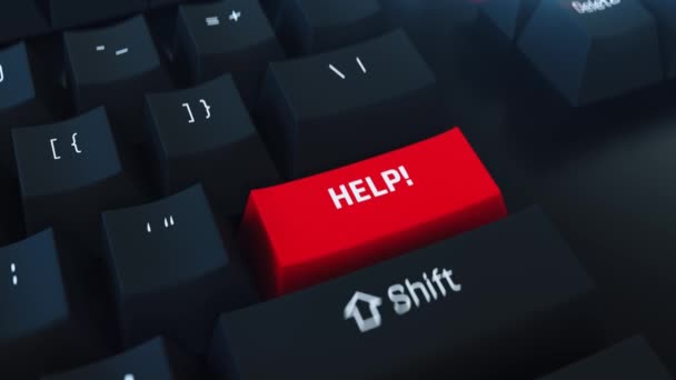 Pushing help keyboard button, call for help, assistance needed, emergency — Stock Video