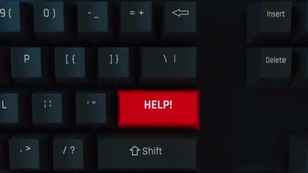 Stisknutí klávesy help počítač, nouzové volání o pomoc, pomoc, urgentní zpráva — Stock video