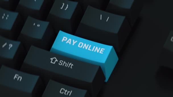 Payez le bouton clavier en ligne. Achats faciles depuis la maison, boutiques en ligne — Video