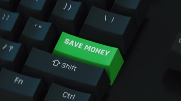 Кнопка клавиатуры Save Money. Планирование семейного бюджета, бизнес-план, торговля — стоковое видео