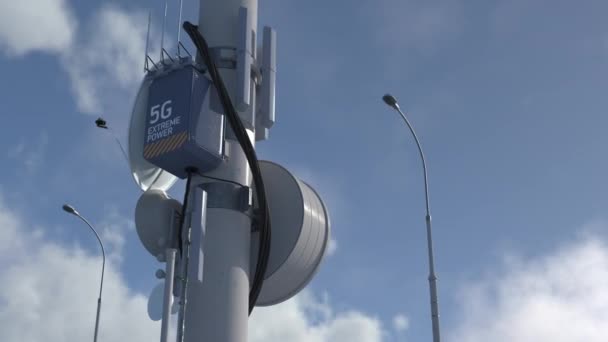 5G high-speed mobile internet connection tower, new technology, progress — Stock Video