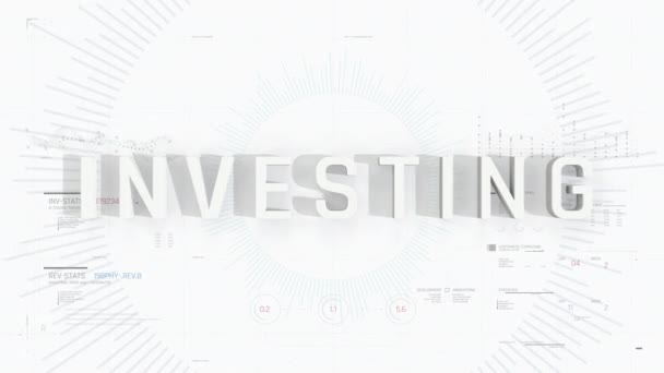 Investice slovo na bílém pozadí, obchodní prezentace intro, infographics — Stock video