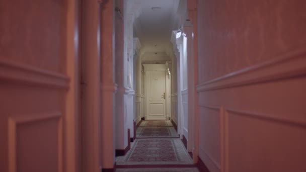 Жахливий коридор у замку, небезпечне місце, жахливий кошмар, страх — стокове відео