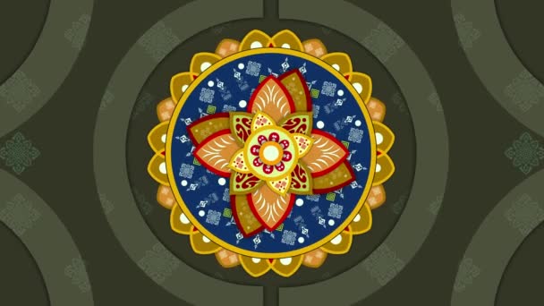 Mandala Ornament Vintage Yoga Mandala Spinnen Naadloze Animatie Mandala Patroon — Stockvideo