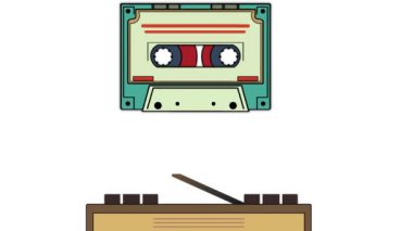 80 'ler müzik çalar, Retro eski tasarım varoş bantlı teyp teyp teybi, klasik ses kaseti, teyp teybi dinlemek için teyp teybi, taşınabilir teyp.