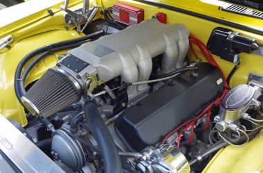 Amerikan klasik otomobil sıcak çubuk motoru 