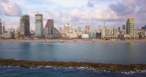 Tel Aviv Praia Drone Aéreo Metragem — Vídeo de Stock