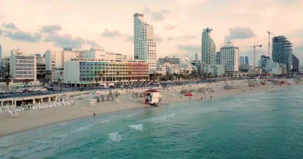 Tel Aviv Beach Aerial Drone Footage — Stock Video