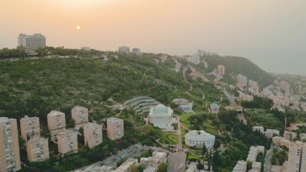 Haifa Bahai Bahçeleri Hava Dron Görüntüleri — Stok video