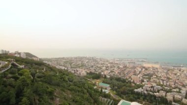 Haifa Bahai Bahçeleri hava dron görüntüleri 4k