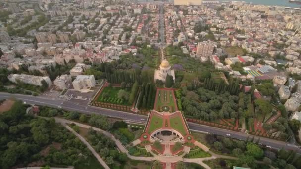 Хайфа Бахайській Сади Drone Антена Кадри — стокове відео