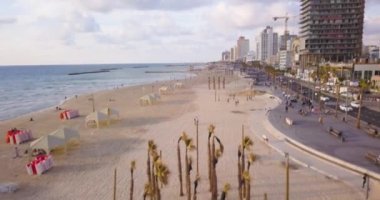 Tel Aviv beach 4k hava dron görüntüleri