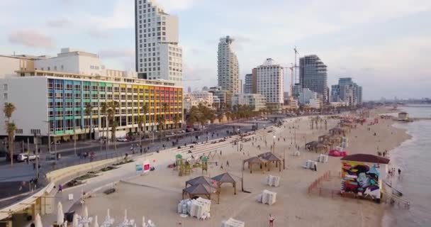 Tel Aviv Beach Aerial Drone Footage — Stock Video