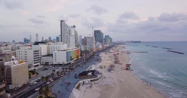 Τελ Αβίβ Παραλία Πλάνα Εναέριο Κηφήνα — Αρχείο Βίντεο