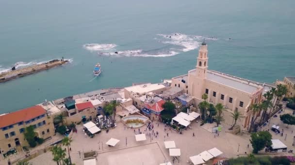 Jaffa Israel Sunset Imágenes Aéreas Aviones Tripulados — Vídeo de stock