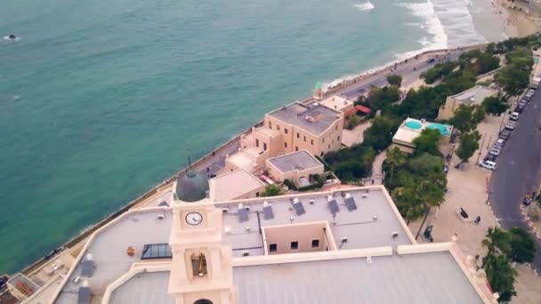 Jaffa Israel Tramonto Drone Filmato Aereo — Video Stock