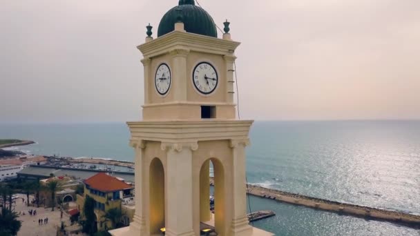 Jaffa Israel Sunset Antenn Drönare Footage — Stockvideo