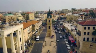 Jaffa İsrail günbatımı 4k hava dron görüntüleri