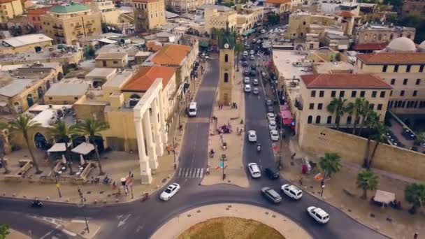 Jaffa Israel Sunset Aerial Drone Footage — Stock Video