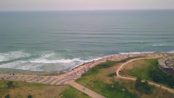 Tel Aviv Beach Aerial Drone Footage — Stock Video