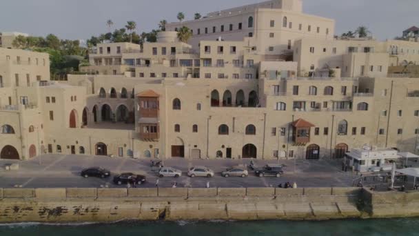 Jaffa Israel Por Sol Drone Aéreo Metragem — Vídeo de Stock