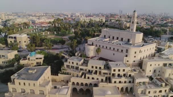 Jaffa Israel Sunset Aerial Drone Footage — Stock Video