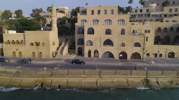 Jaffa Israel Por Sol Drone Aéreo Metragem — Vídeo de Stock