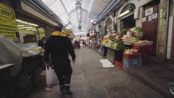 Srail Kudüs Şubat 2018 Nsanlar Kudüs Pazarından Alışveriş Yapıyorlar — Stok video