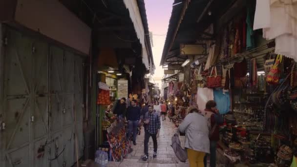 Israel Jerusalem Februar 2018 Menschen Die Auf Dem Jerusalemer Markt — Stockvideo