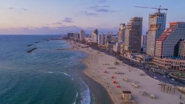 Israël Haifa Februari 2017 Zonsondergang Boven Haifa Beelden — Stockvideo